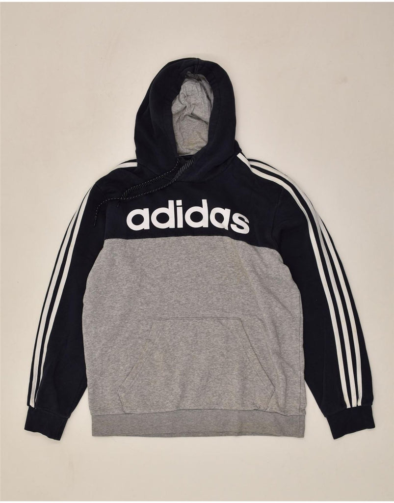 ADIDAS Mens Graphic Hoodie Jumper Medium Grey Colourblock | Vintage Adidas | Thrift | Second-Hand Adidas | Used Clothing | Messina Hembry 