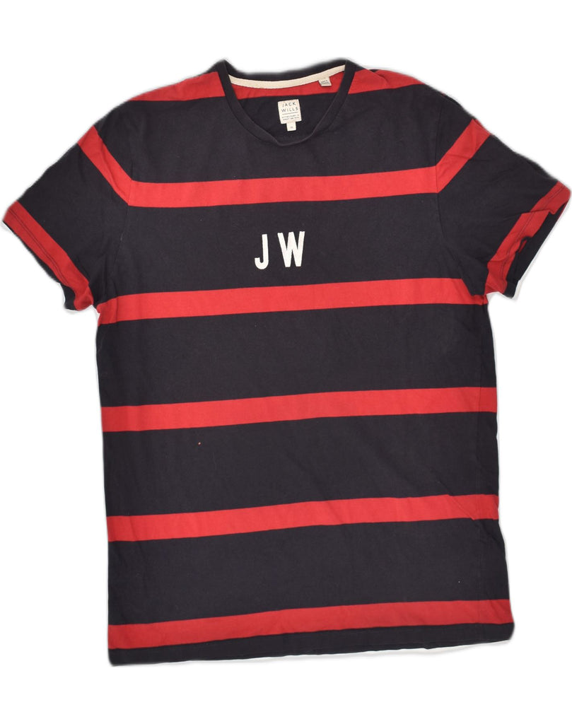 JACK WILLS Mens Slim T-Shirt Top XL Black Striped Cotton | Vintage Jack Wills | Thrift | Second-Hand Jack Wills | Used Clothing | Messina Hembry 