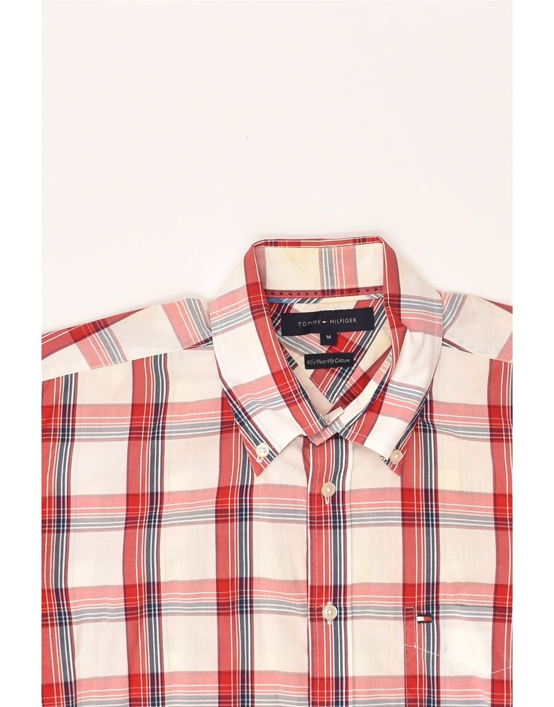 TOMMY HILFIGER Mens Short Sleeve Shirt Medium Red Plaid Cotton | Vintage Tommy Hilfiger | Thrift | Second-Hand Tommy Hilfiger | Used Clothing | Messina Hembry 