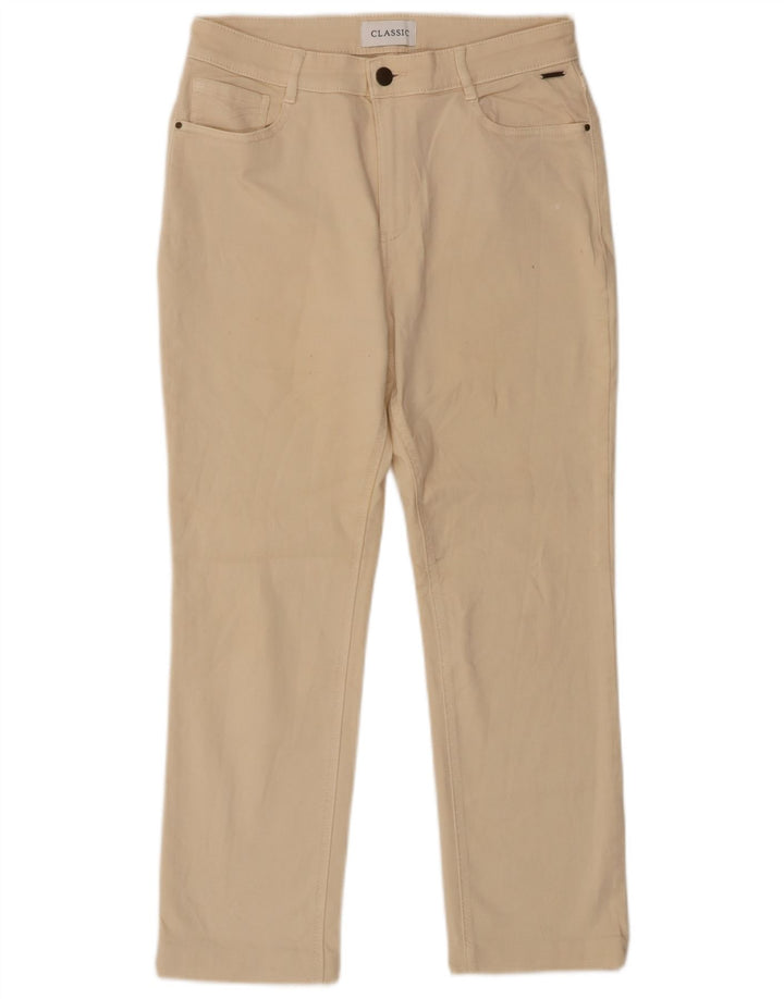 Marks & Spencer Womens Straight Jeans UK 12 Medium W30 L26 Beige Cotton