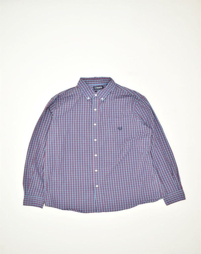 CHAPS Mens Shirt Large Blue Check Cotton | Vintage | Thrift | Second-Hand | Used Clothing | Messina Hembry 