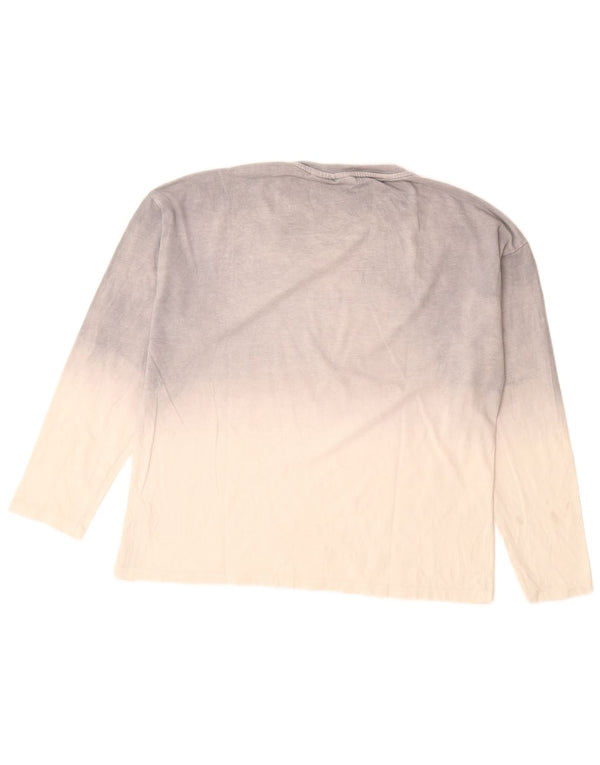 Zara Girls Graphic Top Long Sleeve 11-12 Years Grey Colourblock Cotton