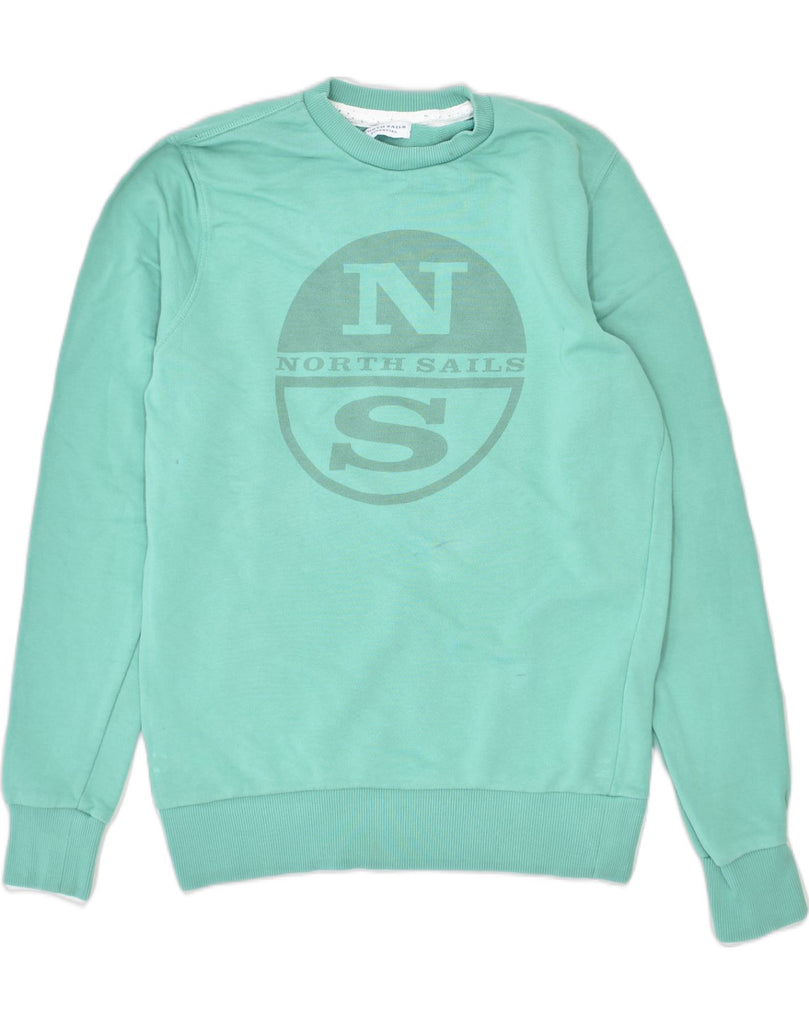 NORTH SAILS Mens Graphic Sweatshirt Jumper Small Turquoise Cotton | Vintage | Thrift | Second-Hand | Used Clothing | Messina Hembry 