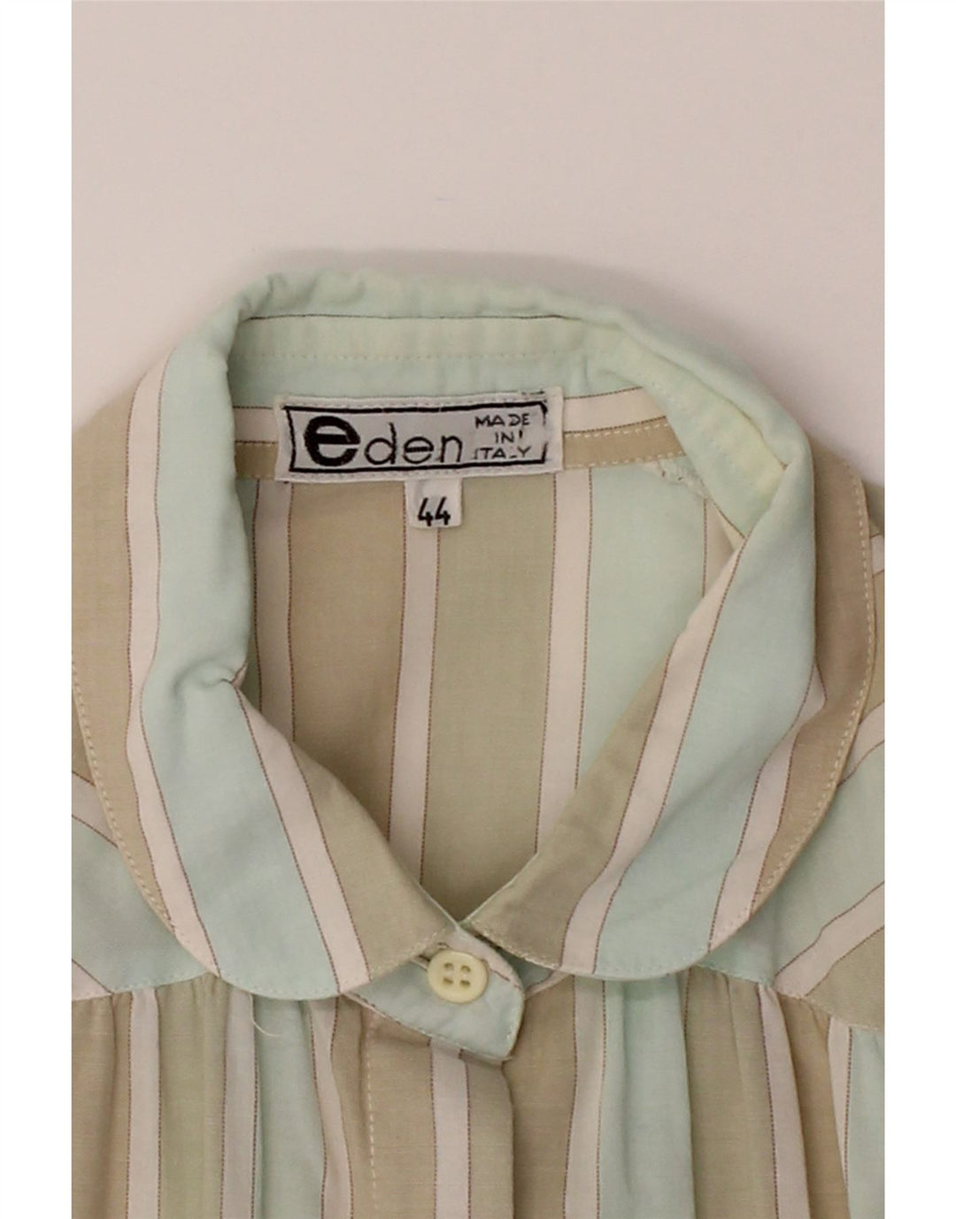 VINTAGE Womens Shirt IT 44 Medium Green Striped Cotton Vintage Vintage and Second-Hand Vintage from Messina Hembry 
