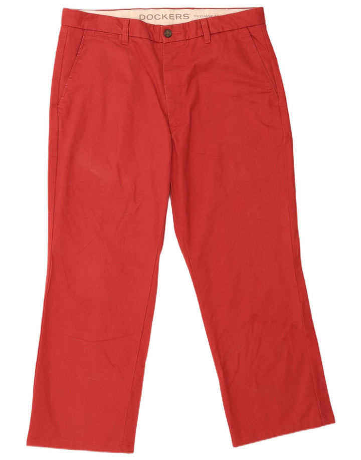 Dockers Mens Cropped Trousers W36 L26 Red Cotton