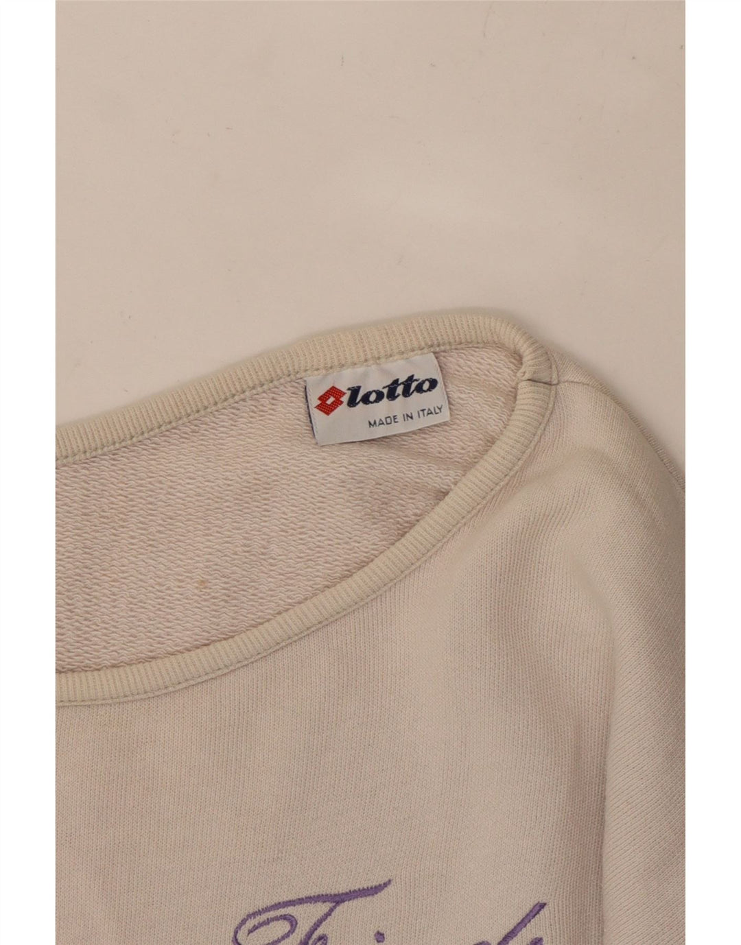 LOTTO Womens Crop Graphic Sweatshirt Jumper IT 42 Medium White