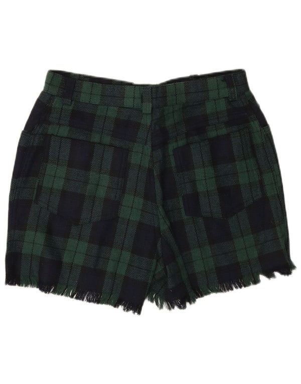 Onyx Womens High Waist Casual Shorts Small W27 Green Check Acrylic