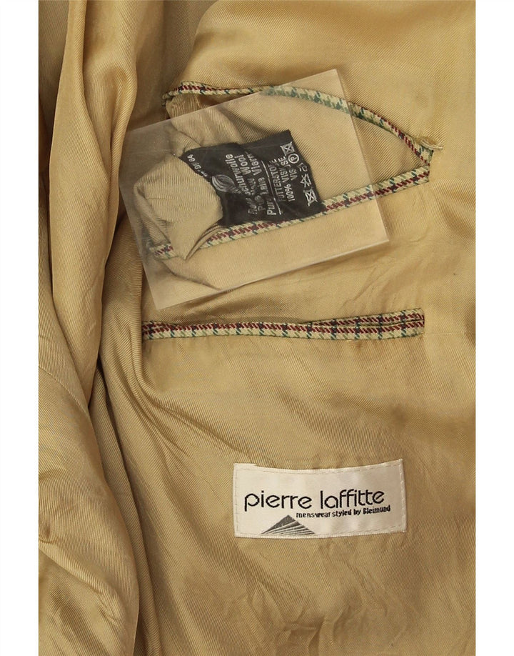 Pierre Laffitte Mens Longline Blazer Jacket UK 38 Medium Green Houndstooth