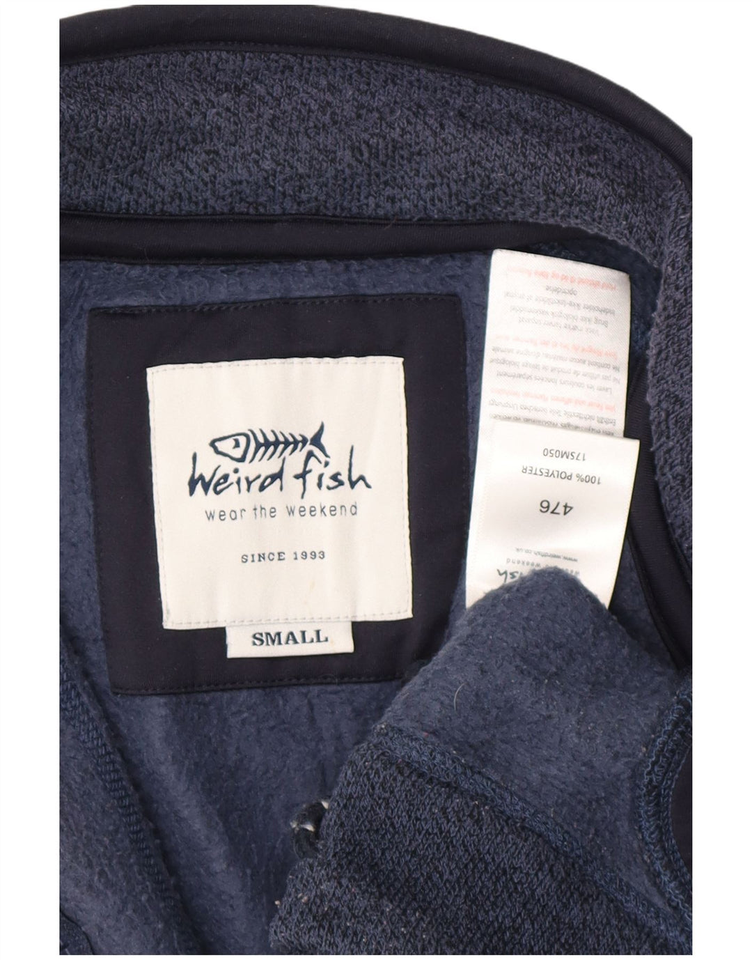 WEIRD FISH Mens Tracksuit Top Jacket Small Navy Blue Polyester