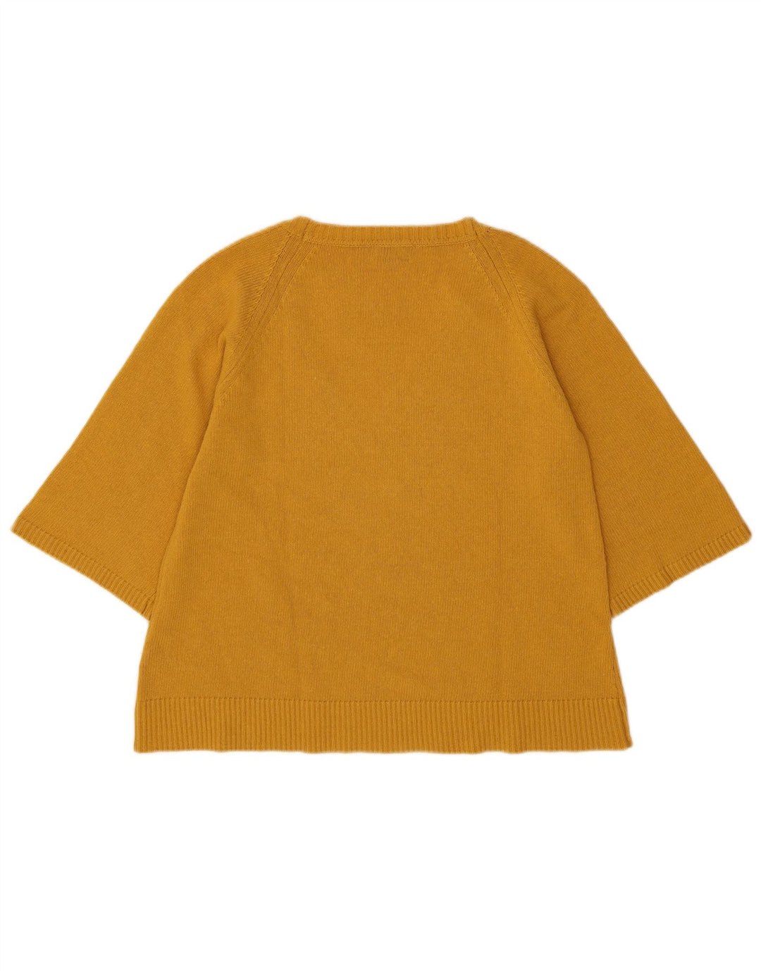 Massimo Dutti Womens Short Sleeve V-Neck Jumper Sweater UK 14 Medium Yellow