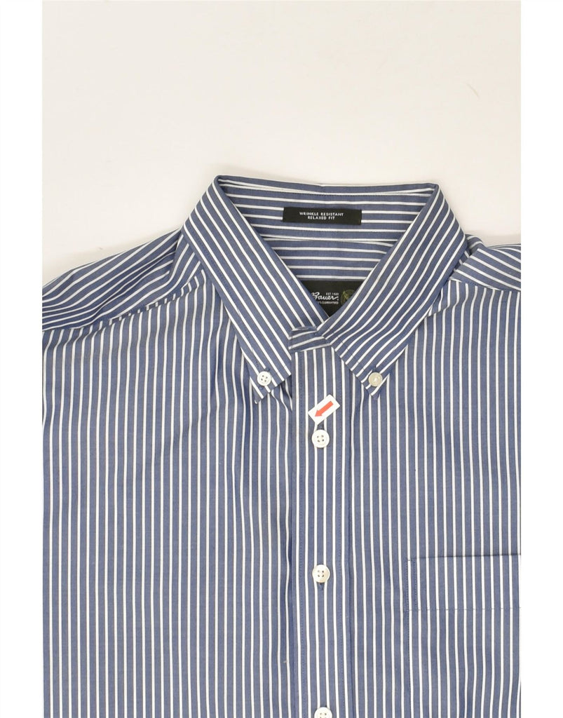 EDDIE BAUER Mens Relaxed Fit Shirt Medium Navy Blue Striped Cotton | Vintage Eddie Bauer | Thrift | Second-Hand Eddie Bauer | Used Clothing | Messina Hembry 