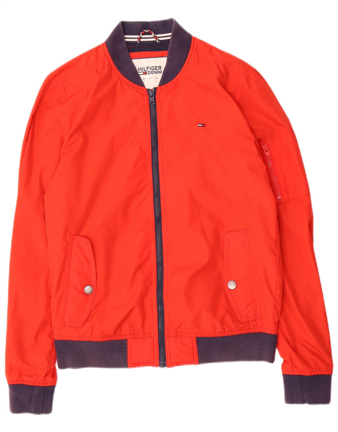 TOMMY HILFIGER Mens Bomber Jacket UK 36 Small Red Cotton