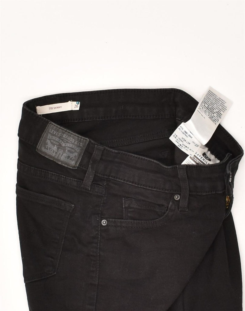 LEVI'S Womens 711 Skinny Jeans W26 L28  Black Cotton | Vintage Levi's | Thrift | Second-Hand Levi's | Used Clothing | Messina Hembry 