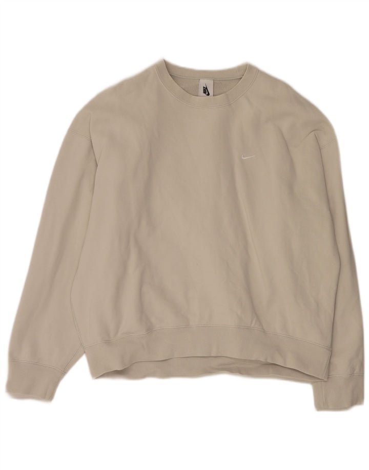 Nike Mens Sweatshirt Jumper Large Beige Cotton