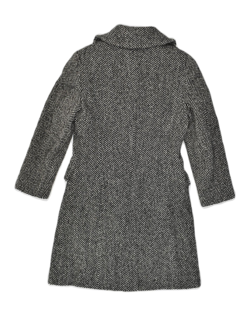 LUISA SPAGNOLI Womens Overcoat UK 10 Small Black Herringbone Wool | Vintage Luisa Spagnoli | Thrift | Second-Hand Luisa Spagnoli | Used Clothing | Messina Hembry 