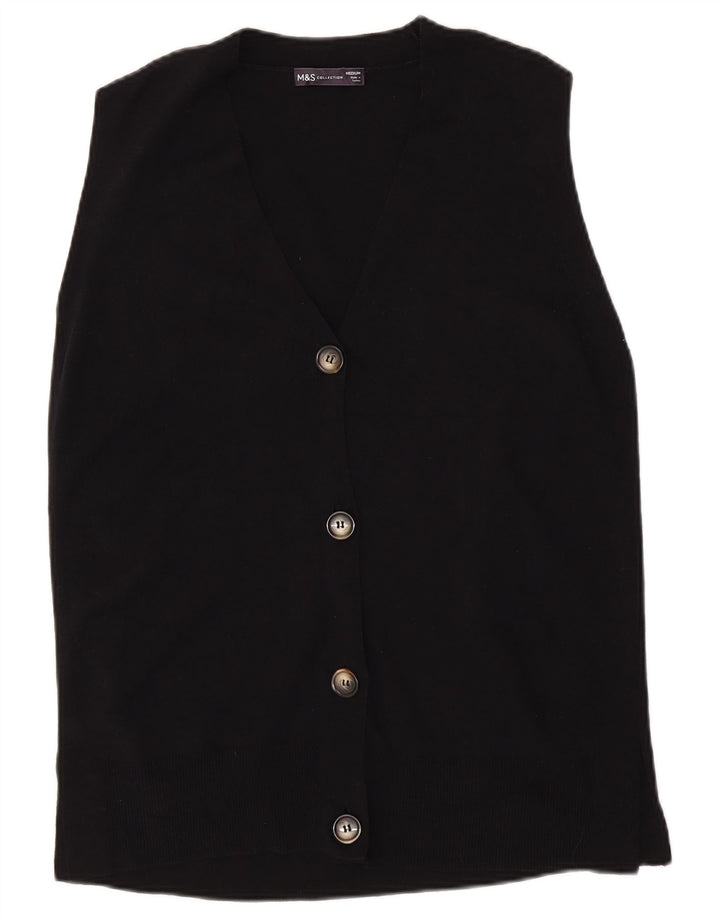 Marks & Spencer Womens Sleeveless Cardigan Sweater UK 14 Medium Black