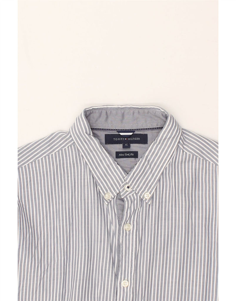 TOMMY HILFIGER Mens New York Fit Shirt XL Grey Pinstripe Cotton | Vintage Tommy Hilfiger | Thrift | Second-Hand Tommy Hilfiger | Used Clothing | Messina Hembry 