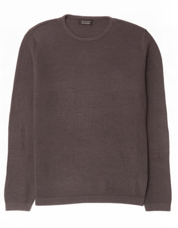 Zara Mens Crew Neck Jumper Sweater Small Grey