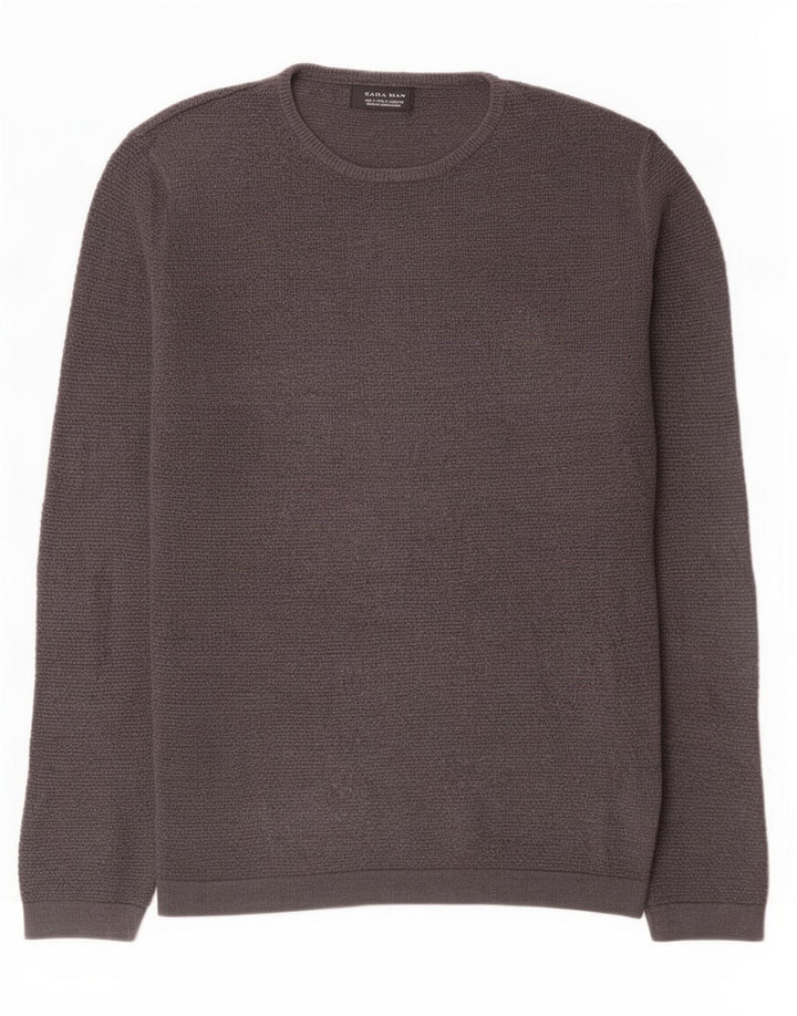 Zara Mens Crew Neck Jumper Sweater Small Grey