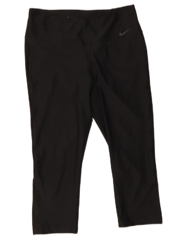 Nike Womens Dri Fit Capri Leggings UK 14 Medium Black Polyester