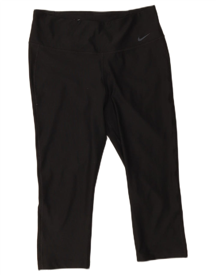 Nike Womens Dri Fit Capri Leggings UK 14 Medium Black Polyester