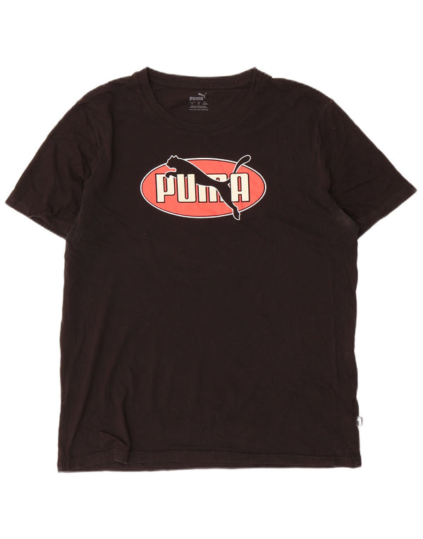 Puma Mens Graphic T-Shirt Top Medium Black Cotton