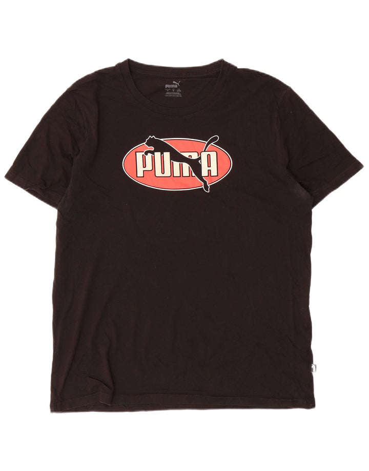 Puma Mens Graphic T-Shirt Top Medium Black Cotton