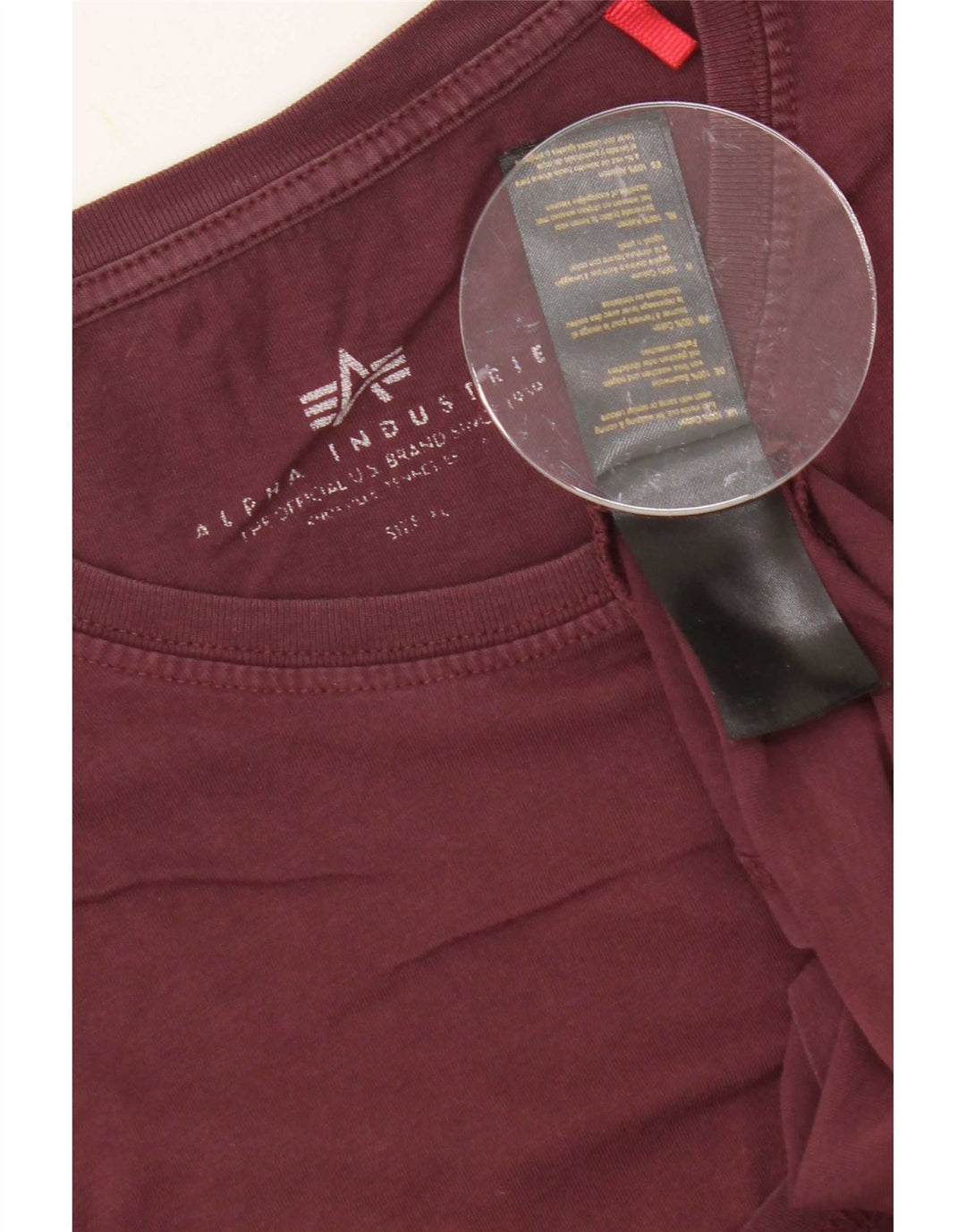 Alpha Industries Mens Graphic T-Shirt Top Medium Burgundy Cotton