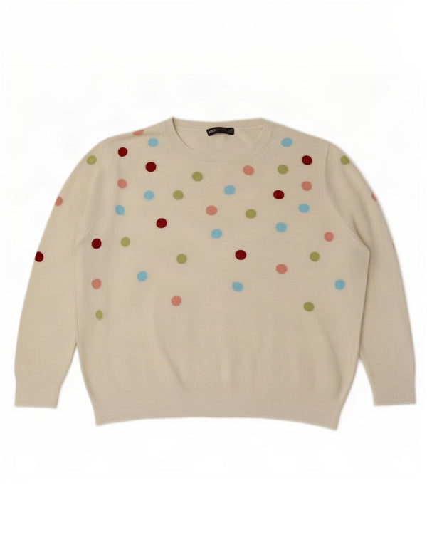 Marks & Spencer Womens Crew Neck Jumper Sweater UK 22 3XL White Polka Dot