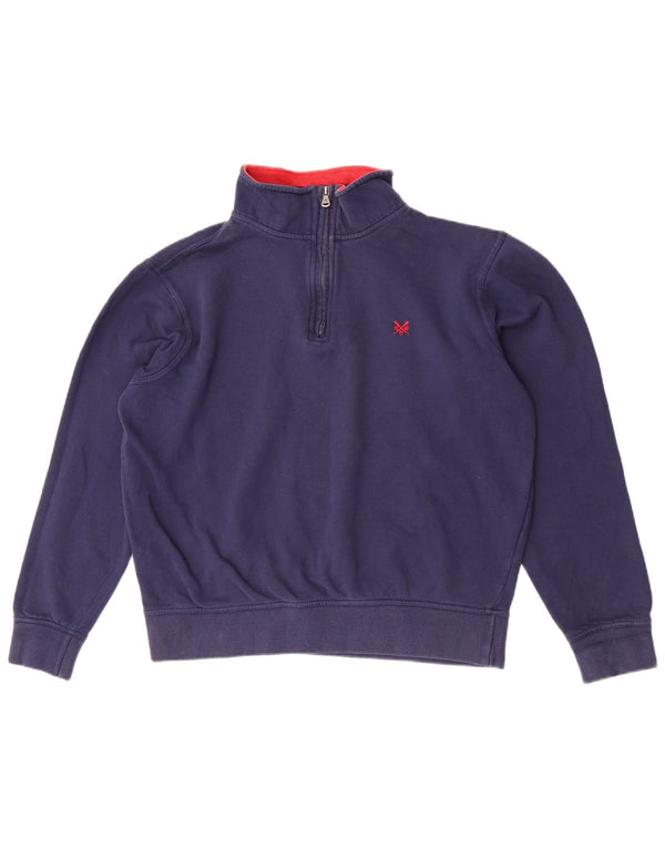 Crew Clothing Mens Zip Neck Sweatshirt Jumper Large Navy Blue Cotton