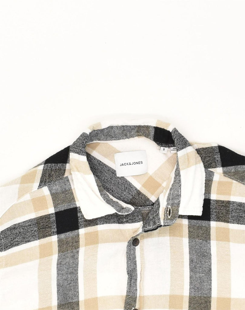 JACK & JONES Mens Flannel Shirt Small Beige Check Cotton | Vintage Jack & Jones | Thrift | Second-Hand Jack & Jones | Used Clothing | Messina Hembry 