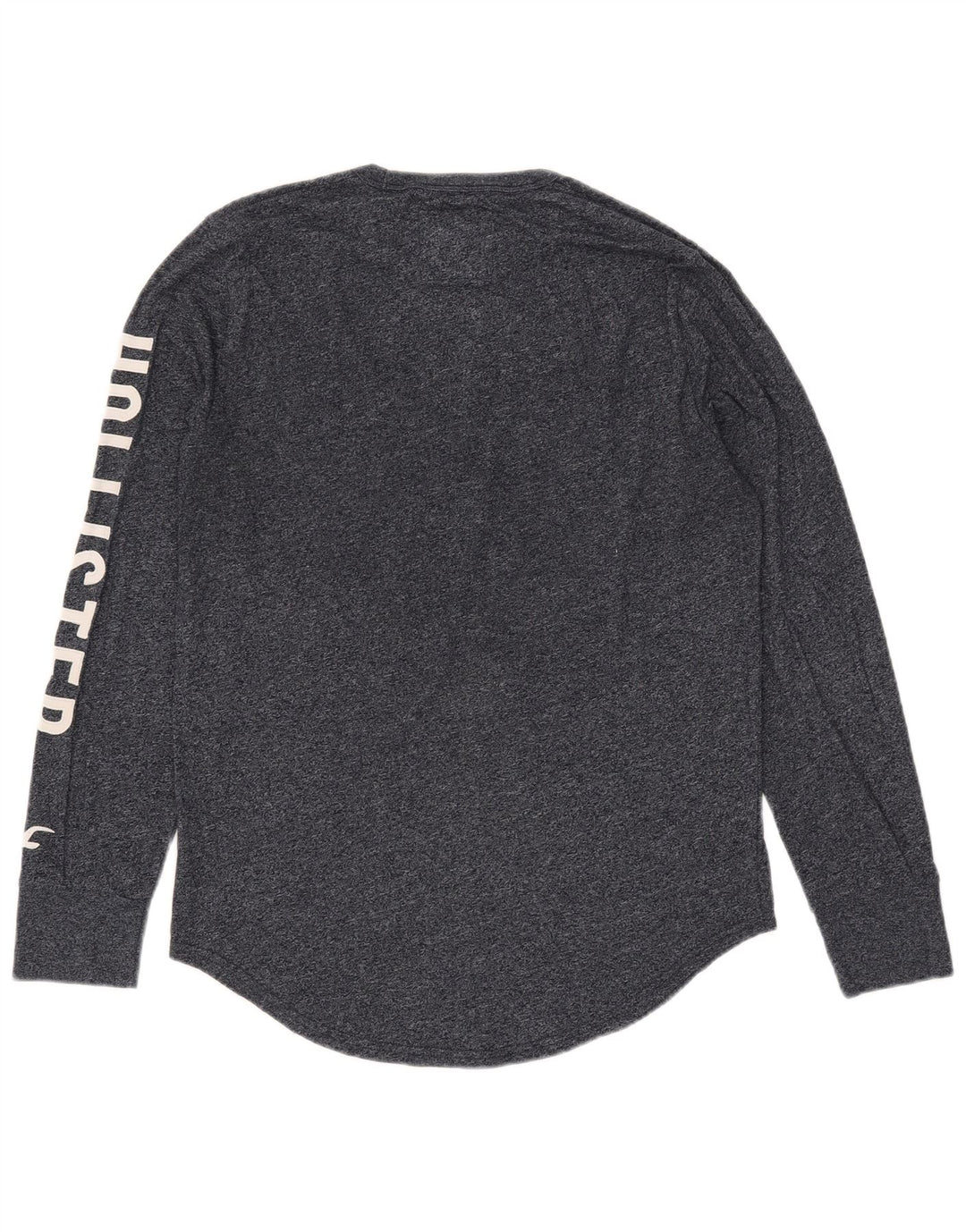 Hollister Mens Graphic Top Long Sleeve Medium Navy Blue Flecked Cotton