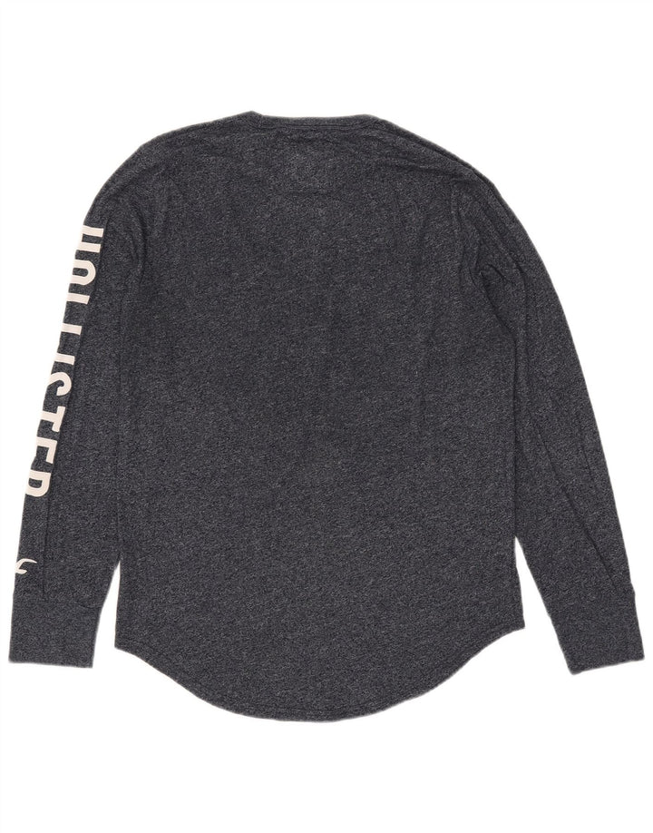 Hollister Mens Graphic Top Long Sleeve Medium Navy Blue Flecked Cotton