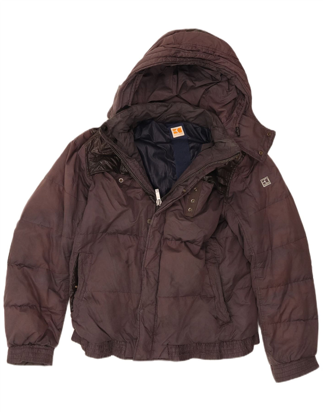 Hugo Boss Mens Hooded Padded Jacket UK 38 Medium Maroon