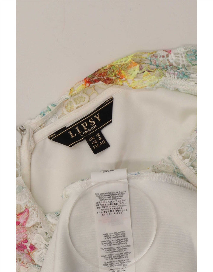 Lipsy Womens Sheath Dress UK 12 Medium White Floral Polyester