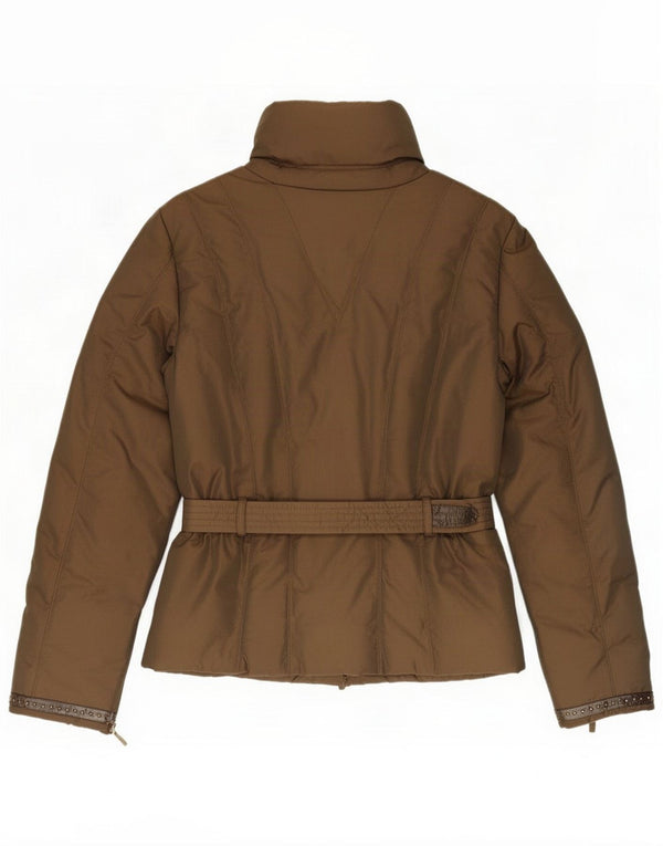 Trussardi Jeans Womens Graphic Padded Jacket IT 44 Medium Brown Polyamide