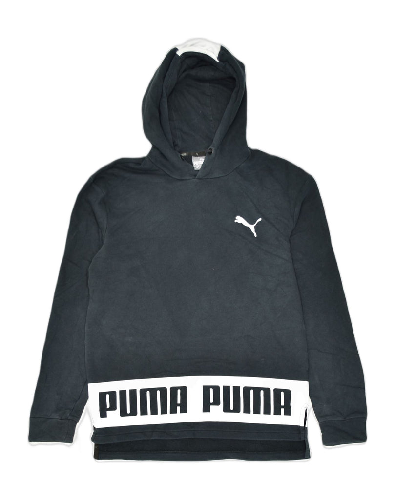 PUMA Mens Graphic Hoodie Jumper Small Black Cotton | Vintage | Thrift | Second-Hand | Used Clothing | Messina Hembry 