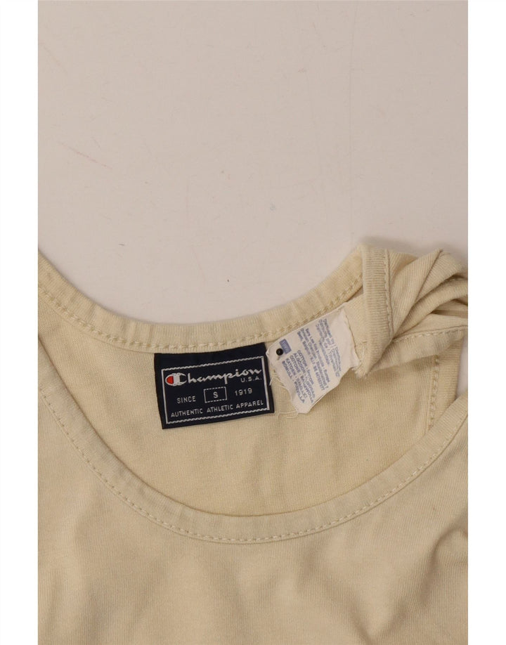 CHAMPION Womens Graphic Vest Top UK 10 Small Beige Cotton Vintage Champion and Second-Hand Champion from Messina Hembry 