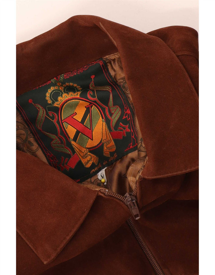Vintage Mens Suede Bomber Jacket UK 40 Large Brown