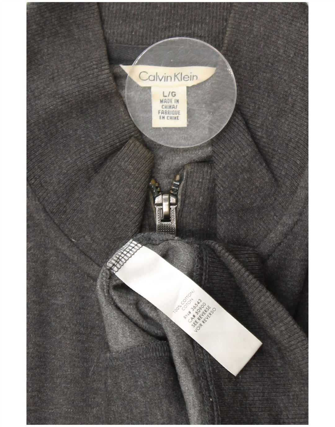 CALVIN KLEIN Mens Tracksuit Top Jacket Large Grey Cotton