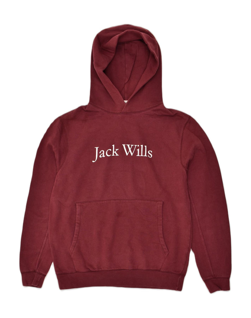 JACK WILLS Mens Graphic Hoodie Jumper Medium Maroon Cotton | Vintage Jack Wills | Thrift | Second-Hand Jack Wills | Used Clothing | Messina Hembry 