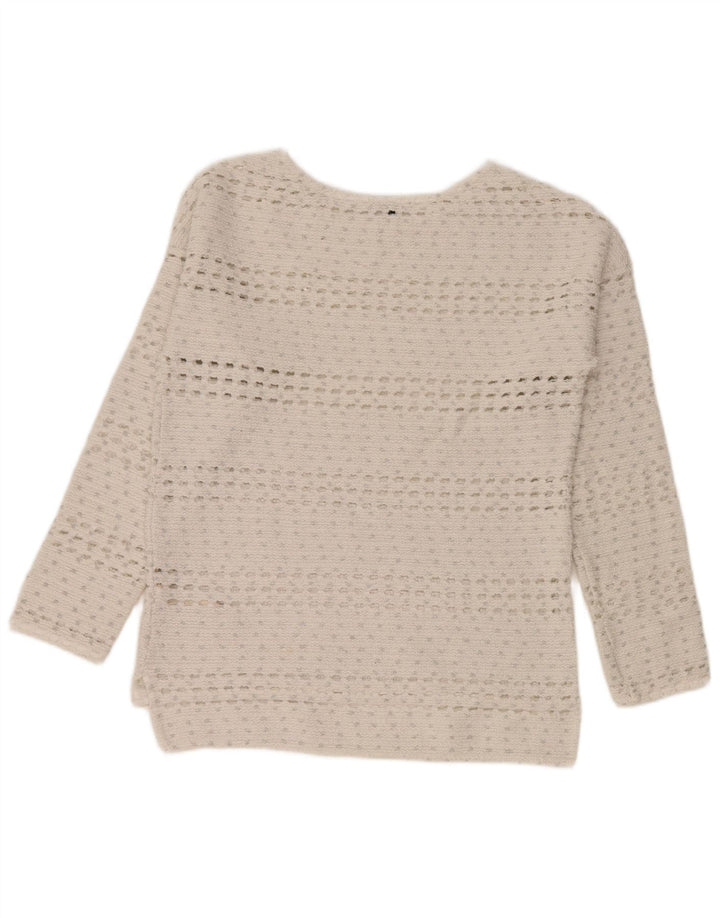 Massimo Dutti Womens Crochet Boat Neck Jumper Sweater UK 14 Medium White
