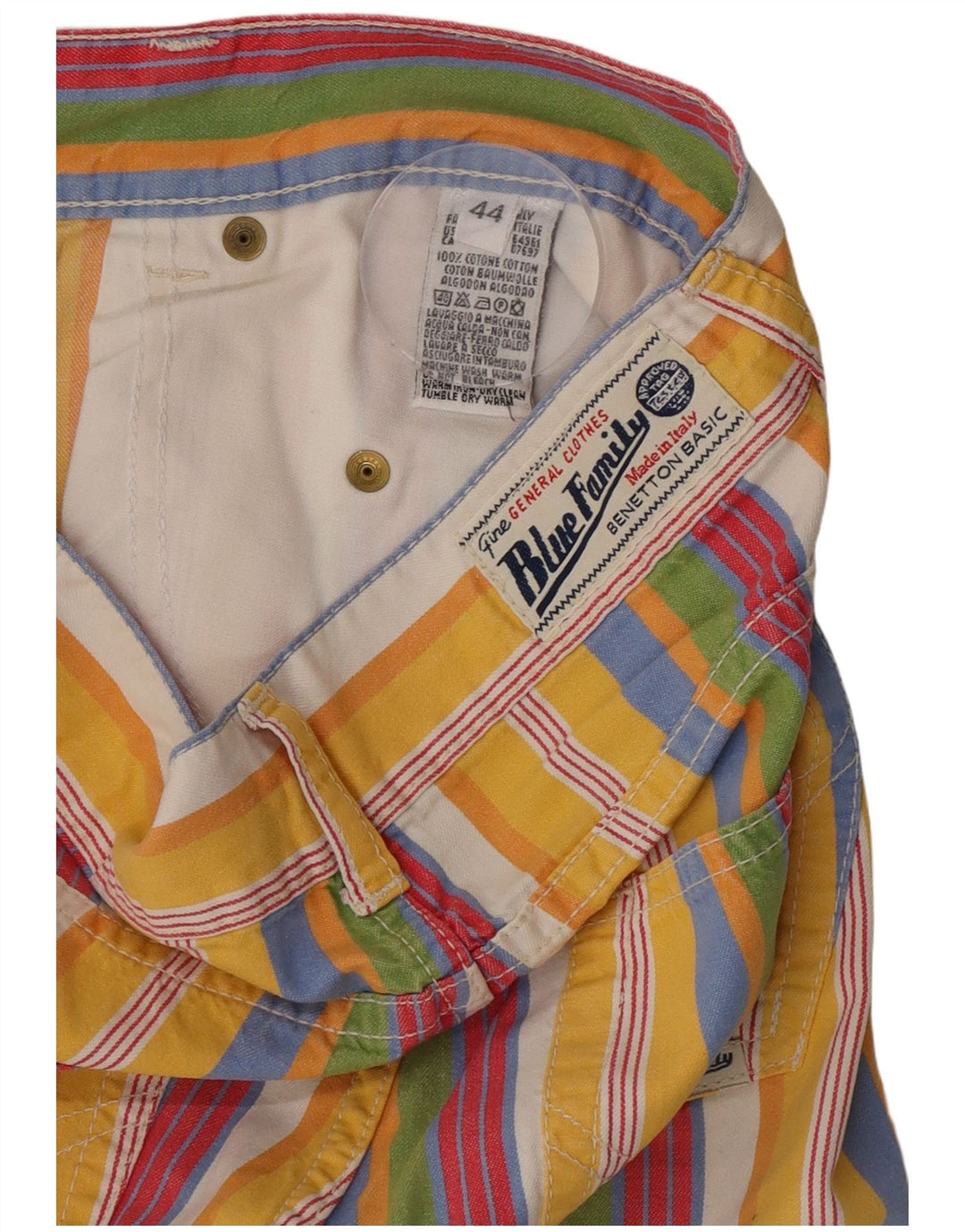 Benetton Womens Casual Shorts IT 44 Medium W26 Multicoloured Striped