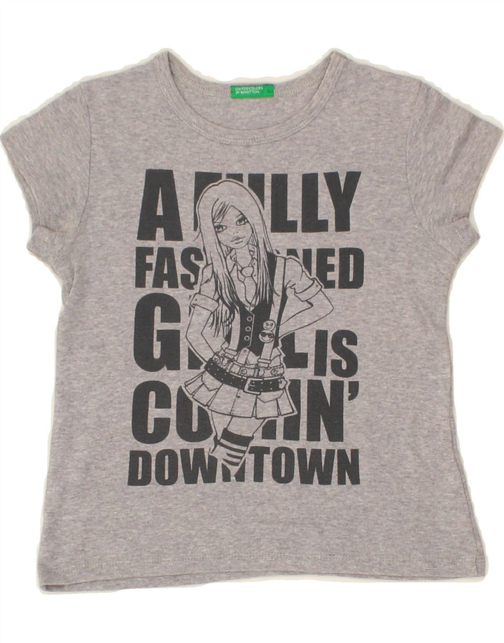 BENETTON Girls Graphic T-Shirt Top 2-3 Years Grey Vintage Benetton and Second-Hand Benetton from Messina Hembry 