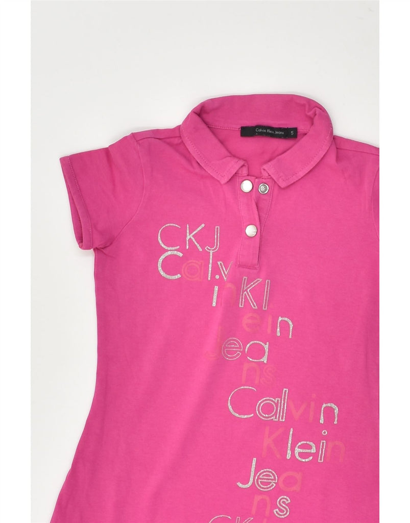 CALVIN KLEIN Girls Graphic Short Sleeve Polo Shirt 4-5 Years Pink Cotton | Vintage Calvin Klein | Thrift | Second-Hand Calvin Klein | Used Clothing | Messina Hembry 