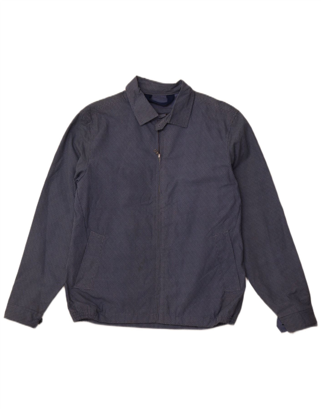 MARKS & SPENCER Mens Bomber Jacket UK 38 Medium Blue Spotted Cotton