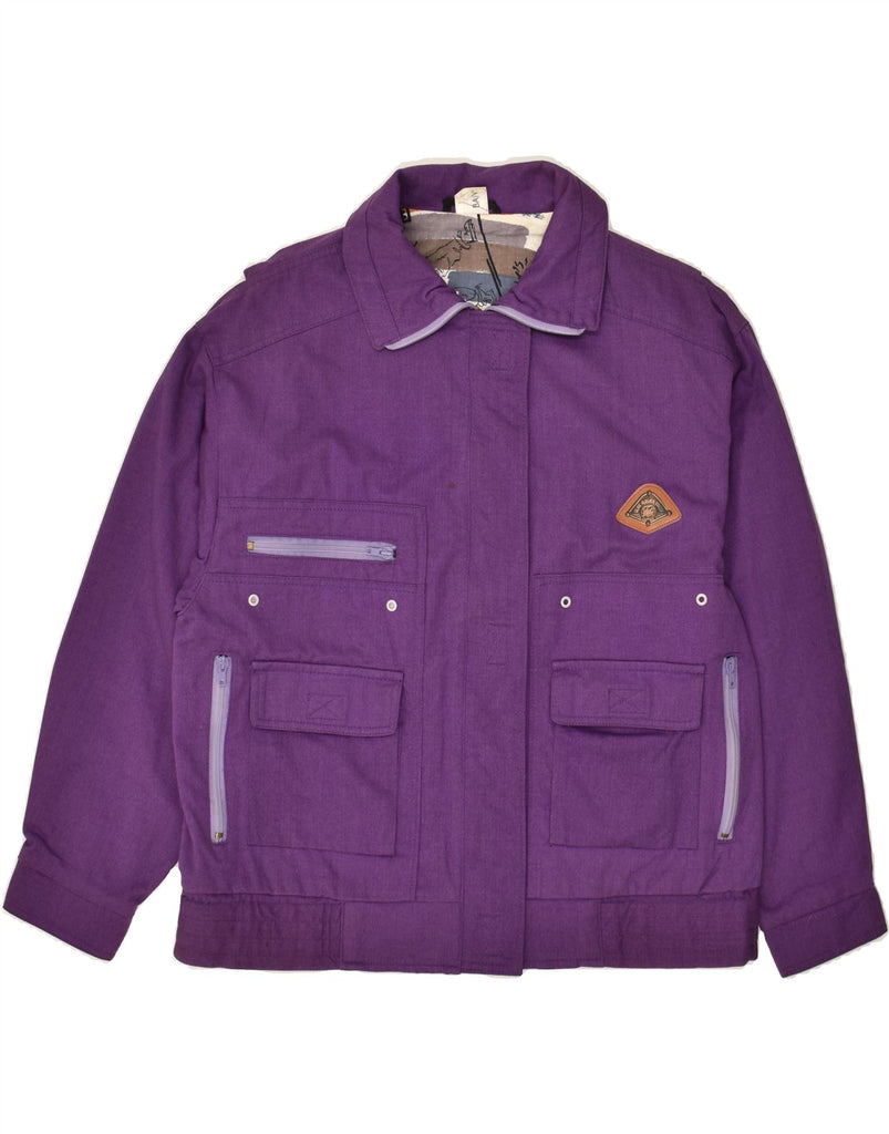 VINTAGE Womens Utility Jacket UK 16 Large Purple Cotton Vintage Vintage and Second-Hand Vintage from Messina Hembry 