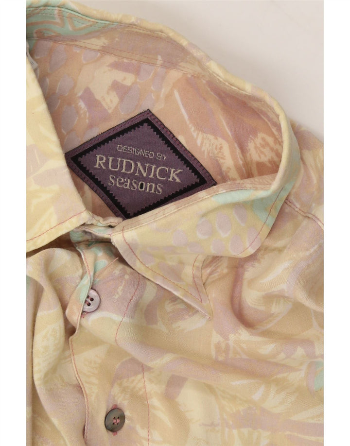 RUDNICK Mens Abstract Pattern Shirt Size 41/42 Large Beige Viscose Vintage Rudnick and Second-Hand Rudnick from Messina Hembry 