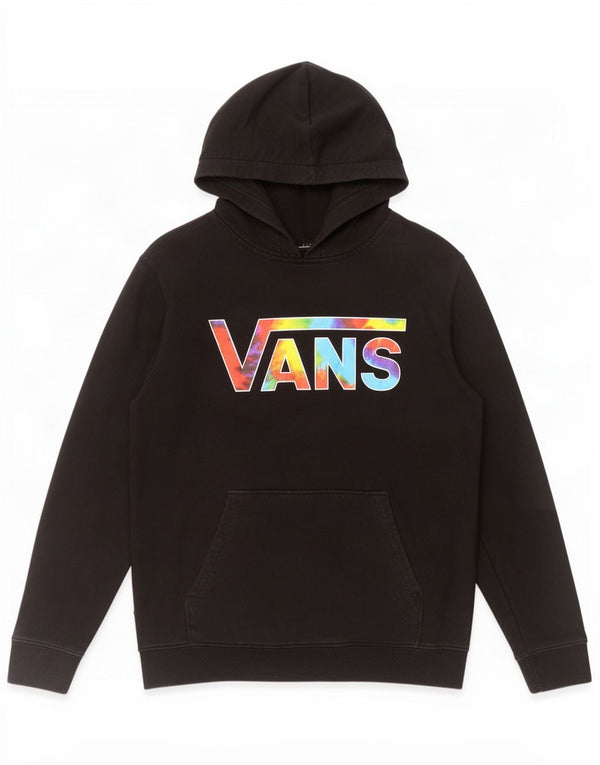 Vans Boys Graphic Hoodie Jumper 12-13 Years Large Black Cotton