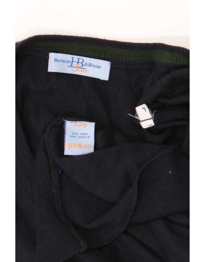 Harmont & Blaine Mens Cardigan Sweater Large Navy Blue Wool